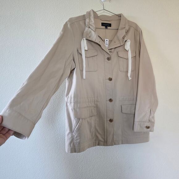 Talbots Button Front Jacket Beige Khaki Women Size L Long Sleeve NEW - Picture 5 of 13